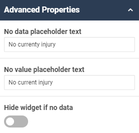 A screenshot showing an example of the advanced properties for the tile widget