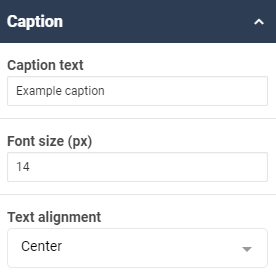 A screenshot showing an example of the caption properties for the tile widget