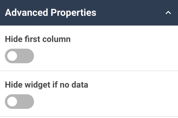 A screenshot showing an example of the advanced properties for the matrix widget