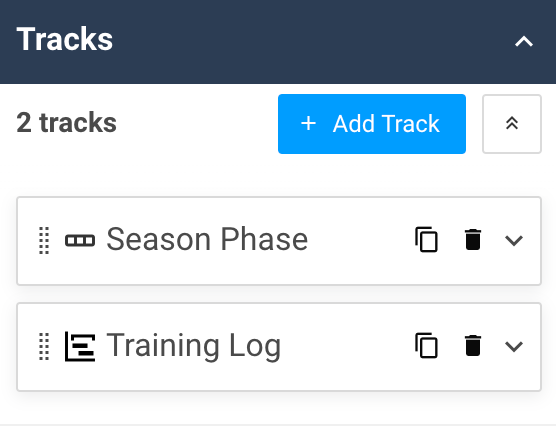 A screenshot showing an example of the tracks properties for the periodisation diagram widget