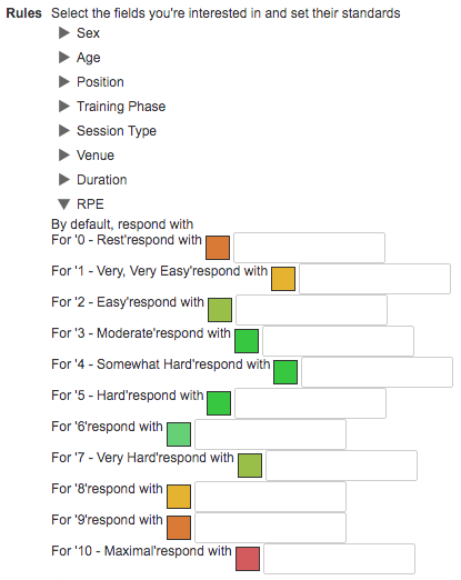 A screenshot showing an example of a performance standard rule for a dropdown question