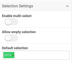 Screenshot showing the default selection property for the select box widget