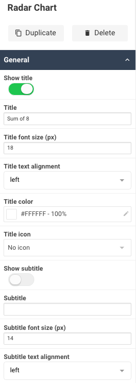 An example screenshot showing the general properties of the sidebar widget