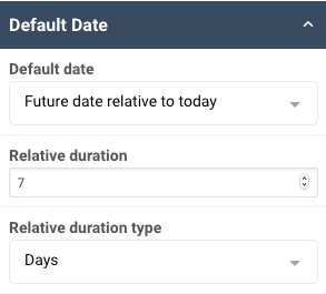 Screenshot showing the default date set as a future date in date picker widgets