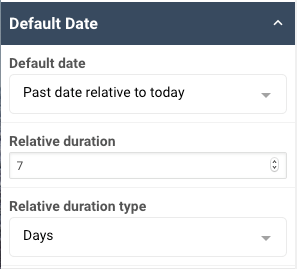 Screenshot showing the default date set as a past date in date picker widgets
