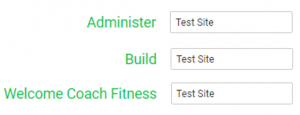 A screenshot of the the site switching dropdowns for the Administrator, Builder and Main interfaces of Smartabase.