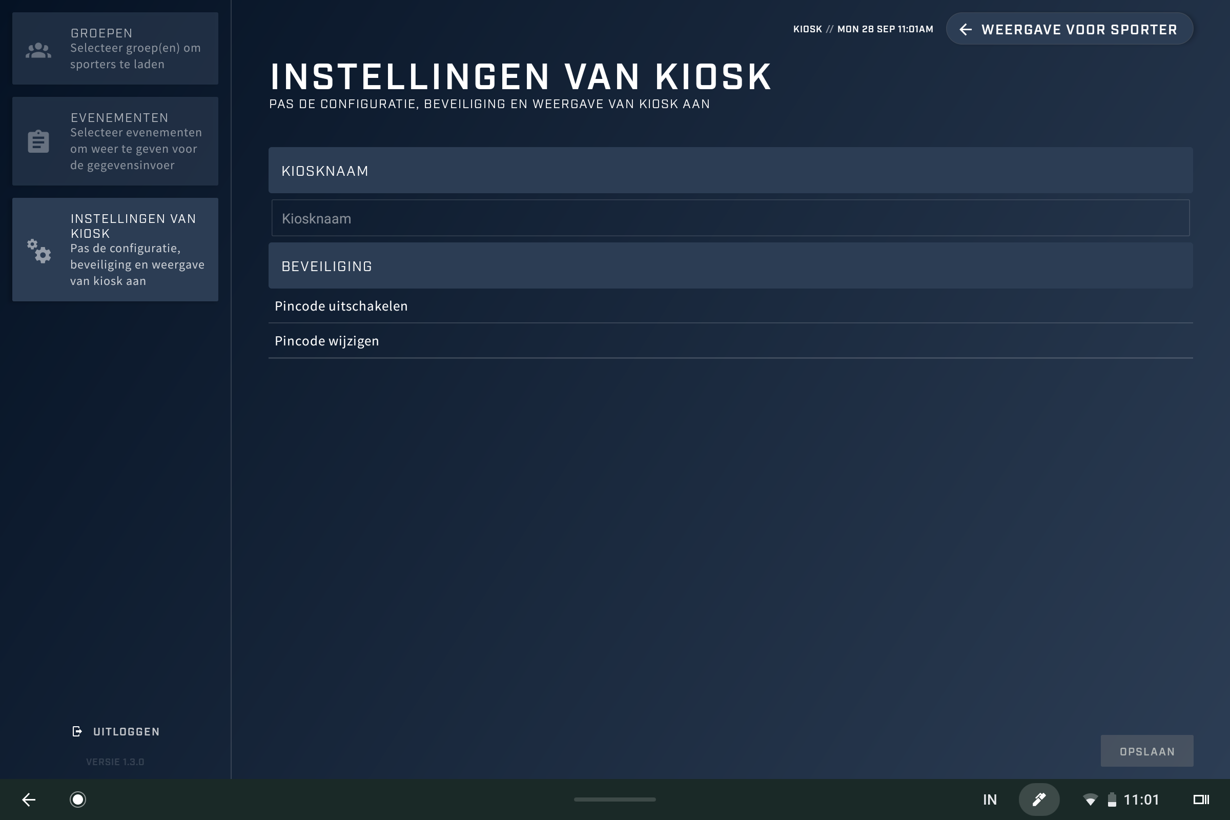 A screenshot from the Kiosk app using Dutch language translation