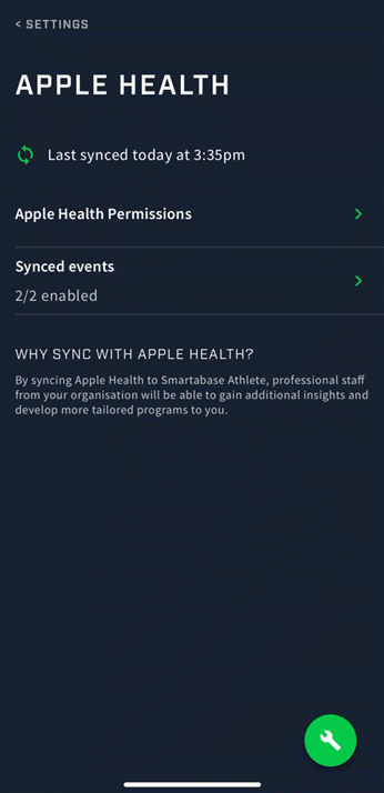 A screen recording of how to disable the Apple Health integration on Athlete app