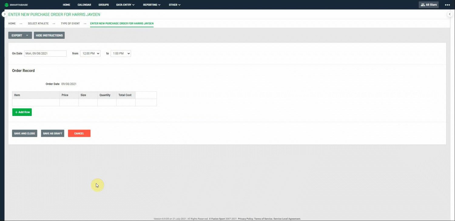 A screen recording of a database form containing a secondary field being completed.