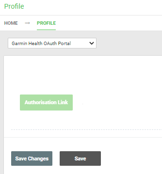 A screenshot of the Garmin Health OAuth Portal profile form.