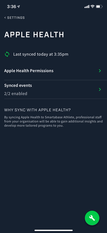 A gif of the Athlete app showing the process of disabling Apple Health