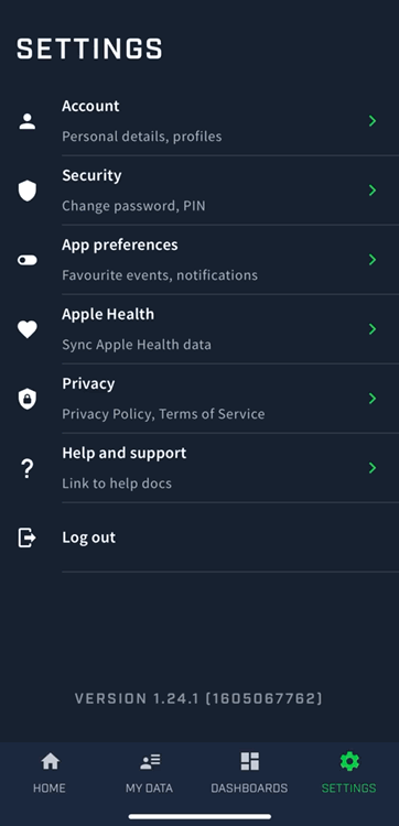 A gif of the Athlete app showing the process of setting up the Apple Health integration