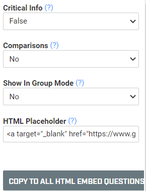A screenshot of the HTML placeholder advanced property for an HTML embed field.