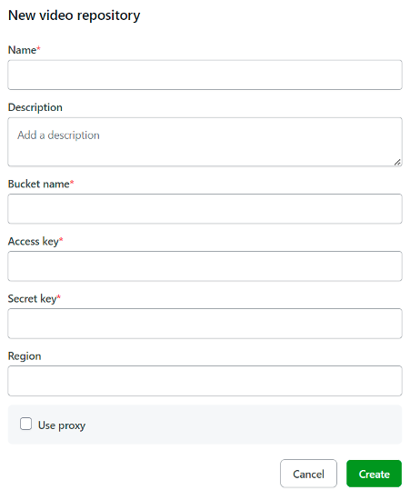 A screenshot of the Video repositories tool.