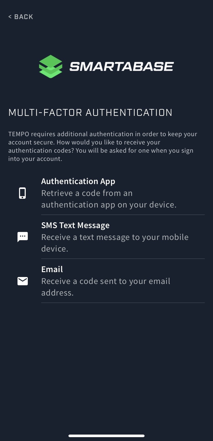 A screenshot of the multi-factor authentication preferences shown during configuration.