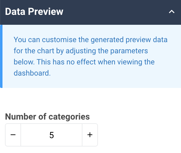 A screenshot showing an example of the Data preview properties of a pie/donut chart widget.