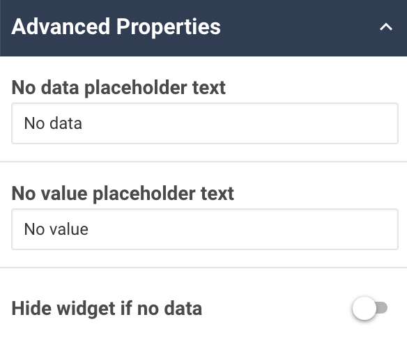 A screenshot showing an example of the Advanced properties of a tile widget.