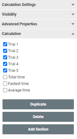 A screenshot of the fields available for selection in an example of a Sum field.