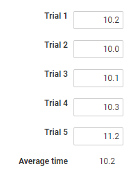 A screenshot of an Average field in a sprint testing form.