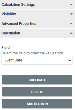 A screenshot of the Calculation settings for a Date calculation field.
