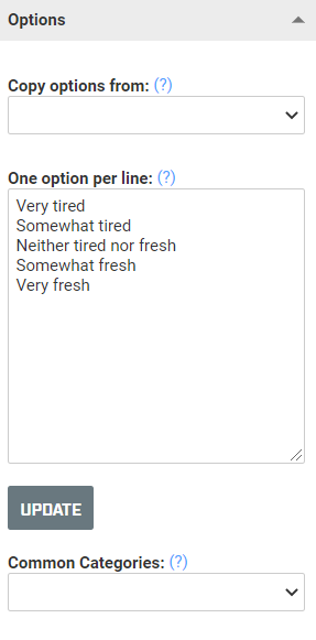A screenshot of the Option properties for a field.