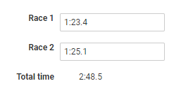 A screenshot showing an example of a duration calculation that sums the values from two duration fields.