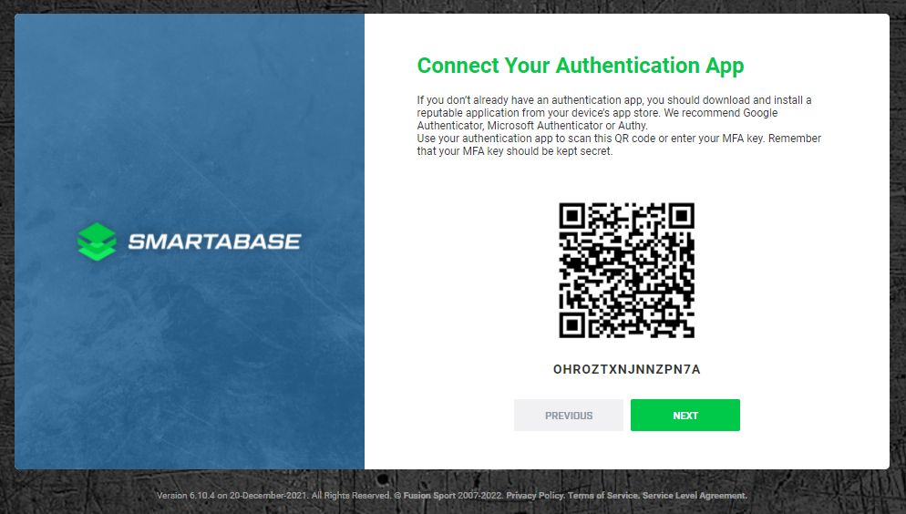A screenshot of the QR code shown when you choose to receive multi-factor authentication codes via an authentication app.