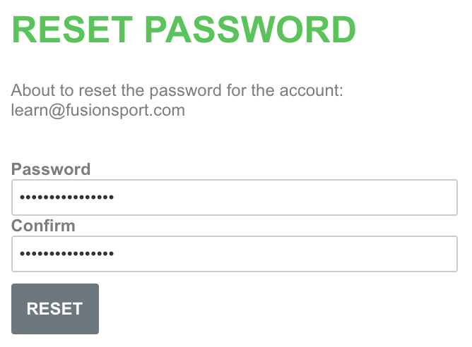 A screenshot showing an example of the process for resetting your password.